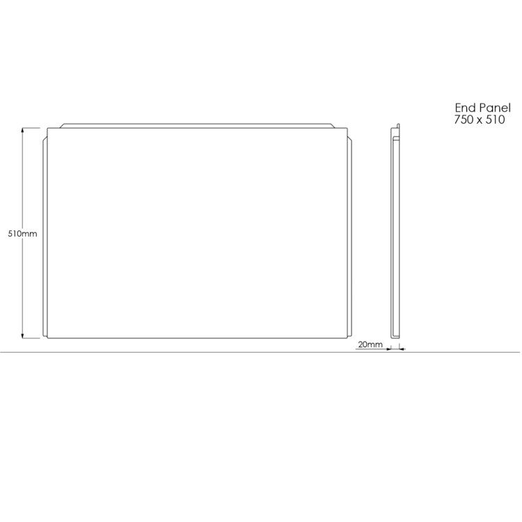 GRADE A1 - Acrylic L Shaped Bath End Panel - 750mm