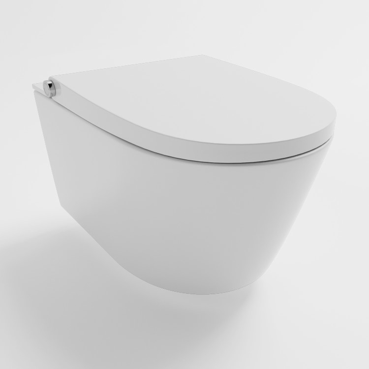 Wall Hung Smart Bidet Japanese Toilet & 1160mm Frame Cistern and Black Flush Plate - Purificare