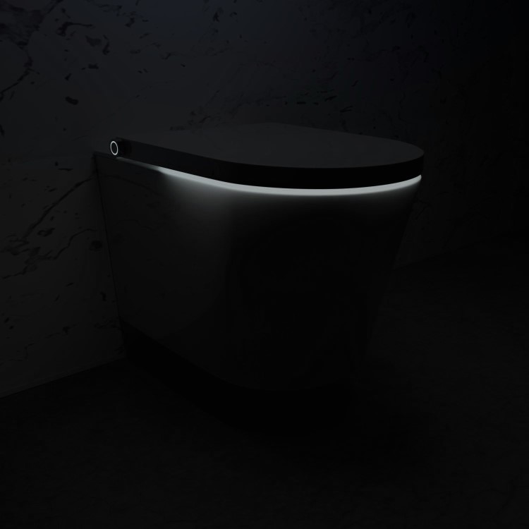 Wall Hung Smart Bidet Japanese Toilet & 1160mm Frame Cistern and Black Flush Plate - Purificare