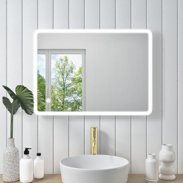Rectangular LED Bathroom Mirror with Demister 600 x 800mm - Ariel