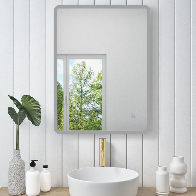 Rectangular LED Bathroom Mirror with Demister 600 x 800mm - Ariel