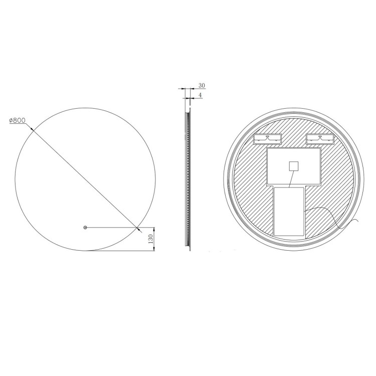 Round Backlit Heated Bathroom Mirror with Lights 800mm - Luna