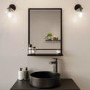 Rectangular Black Bathroom Mirror with Shelf - 500 x 700mm - Iona