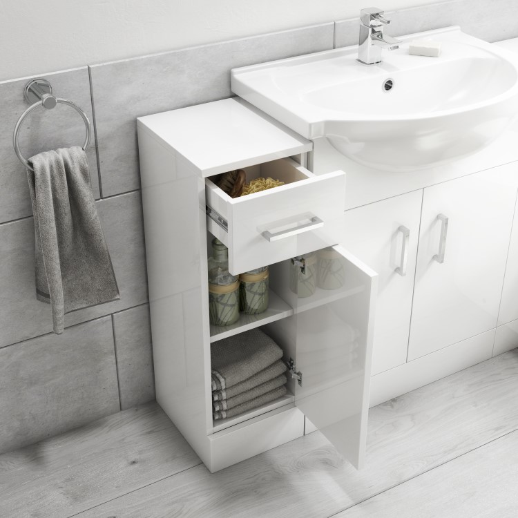 GRADE A1 - 300mm Bathroom Storage Unit White - Classic