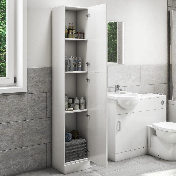 GRADE A1 - 350mm White Floor Standing Tall Bathroom Cabinet - Classic