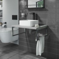 GRADE A1 - 600mm Concrete Effect Countertop Basin Shelf Only - Lund
