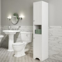 GRADE A1 - Traditional Tall Boy Bathroom Cabinet - Doors & Shelves - Matt White - Baxenden