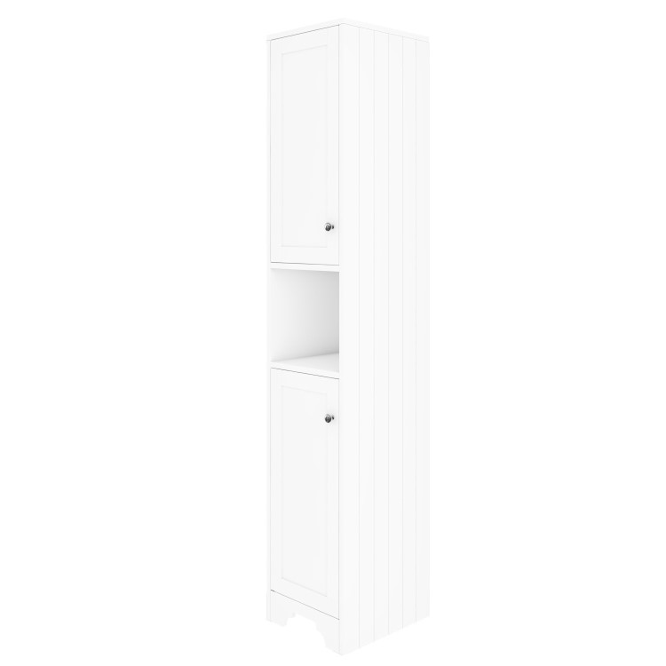 GRADE A1 - Double Door White Freestanding Tall Bathroom Cabinet 350 x 1884mm- Baxenden