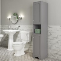 GRADE A1 - Traditional Tall Boy Bathroom Cabinet - Doors & Shelves - Matt Grey - Baxenden