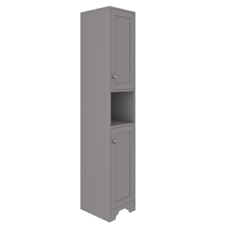 GRADE A1 - Traditional Tall Boy Bathroom Cabinet - Doors & Shelves - Matt Grey - Baxenden