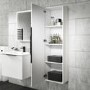 GRADE A1 - White Mirrored Wall Mounted Tall Bathroom Cabinet 400mm - Sion