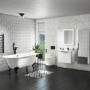 GRADE A1 - White Mirrored Wall Mounted Tall Bathroom Cabinet 400mm - Sion
