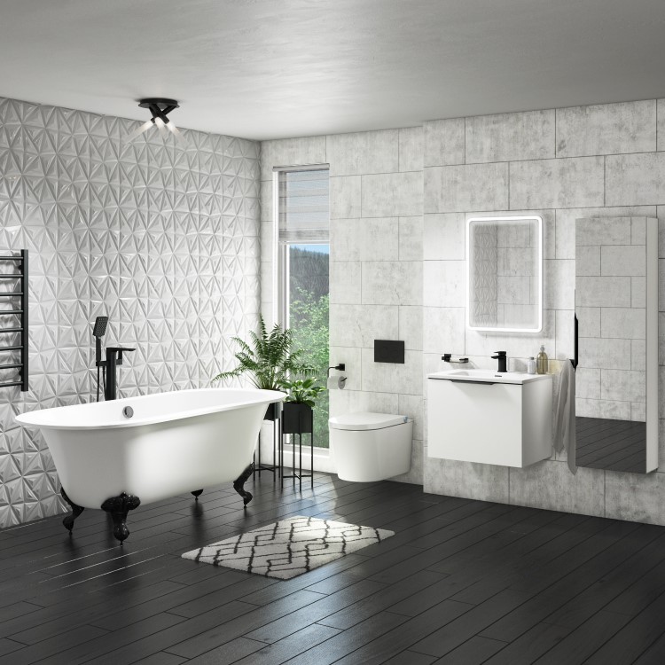 GRADE A1 - White Mirrored Wall Mounted Tall Bathroom Cabinet 400mm - Sion