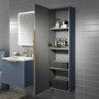 GRADE A1 - Single Door Blue Mirrored Wall Mounted Tall Bathroom Cabinet 400 x 1400mm - Sion