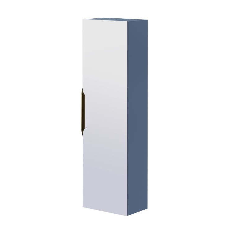 GRADE A1 - Single Door Blue Mirrored Wall Mounted Tall Bathroom Cabinet 400 x 1400mm - Sion