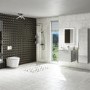 GRADE A1 - 400mm Concrete Mirrored Wall Mounted Tall Bathroom Cabinet - Sion