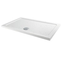 GRADE A1 - Slim Line White Sparkle 1100 x 760 Rectangular Shower Tray