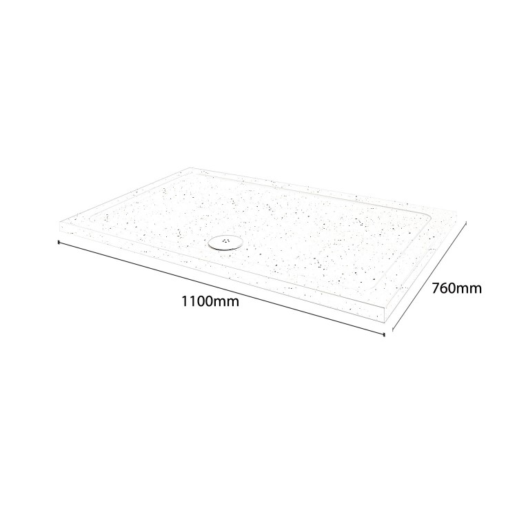 GRADE A1 - Slim Line White Sparkle 1100 x 760 Rectangular Shower Tray
