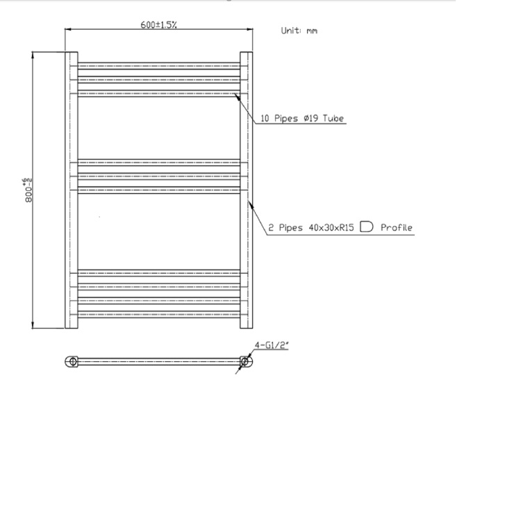 Chrome Towel Radiator 800 x 600mm - Sahara