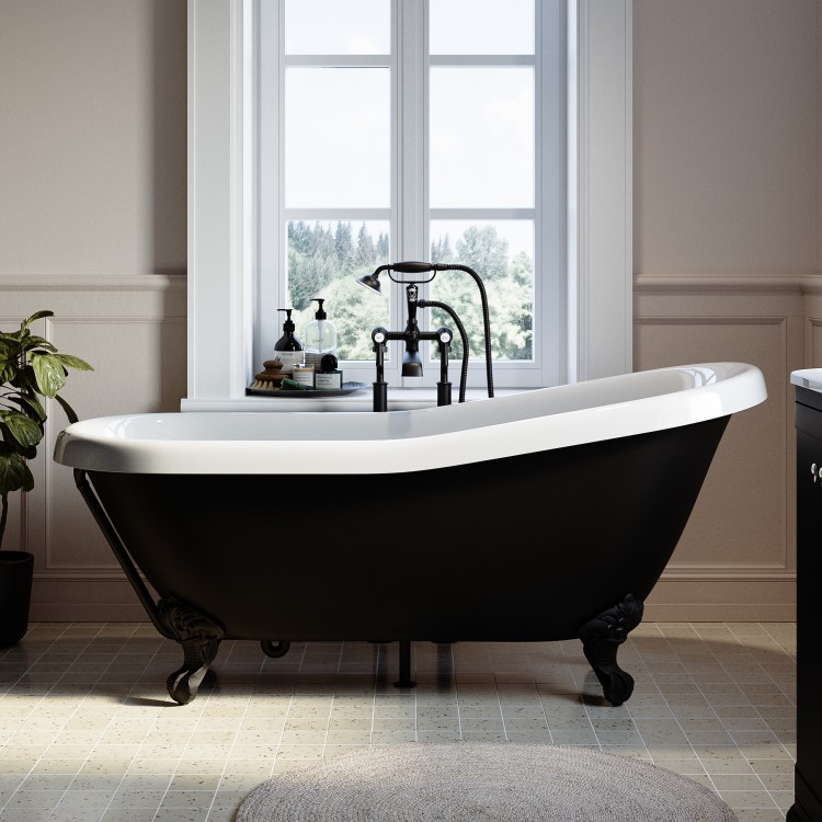 Set of 4 Matt Black Ball & Claw Feet for Roll Top Baths - Park Royal