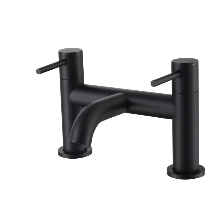 GRADE A1 - Arissa Round Matt Black Deck Mounted Bath Filler Tap