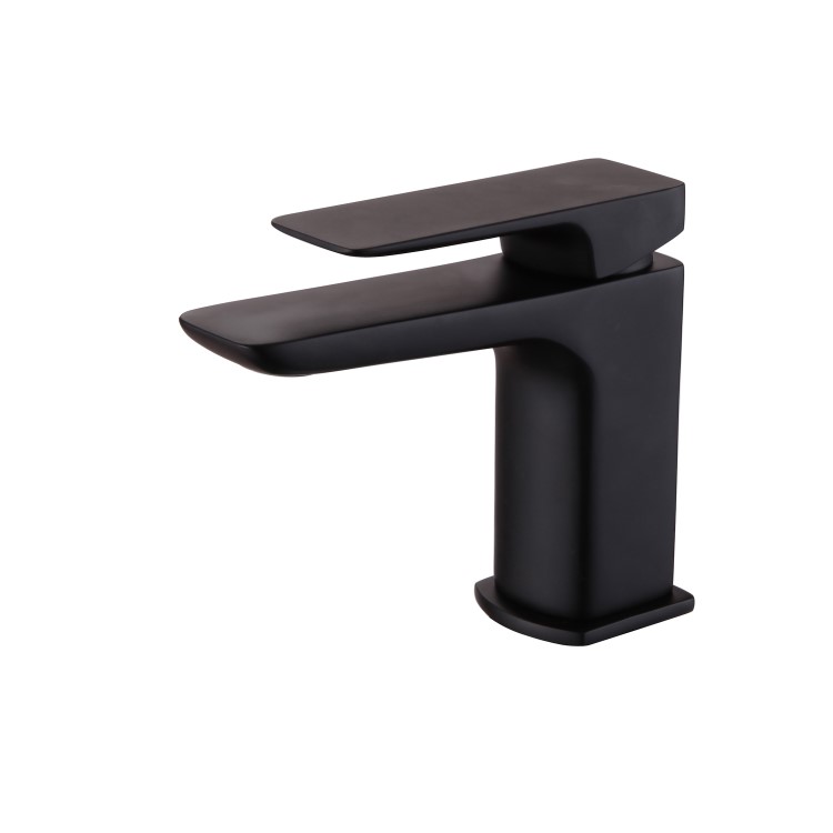 GRADE A1 - Zana Square Matt Black Mini Cloakroom Basin Mixer Tap