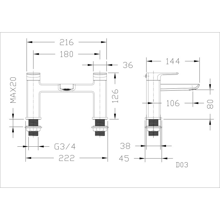 Black Bath Mixer Tap - Zana
