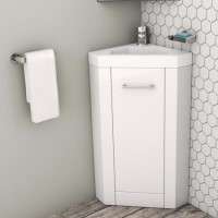 GRADE A1 - 400mm Corner Vanity Unit with Basin - Single Door- White - Apollo