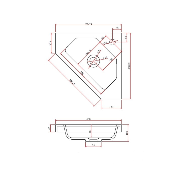 GRADE A1 - 400mm Corner Vanity Unit with Basin - Single Door- White - Apollo