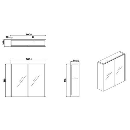 GRADE A1 - Ashford 600mm Mirrored Cabinets - White Gloss