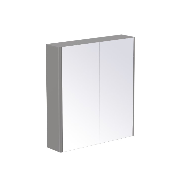 Grey 2 Door Mirrored Bathroom Cabinet 600 x 650mm - Ashford