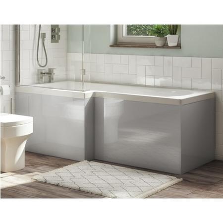 GRADE A1 - Ashford L Shape Bath Front Panel - Grey Gloss