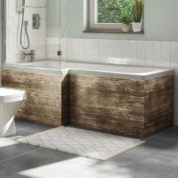 GRADE A1 - 1700mm Wood Effect L Shape Bath Front Panel - Ashford