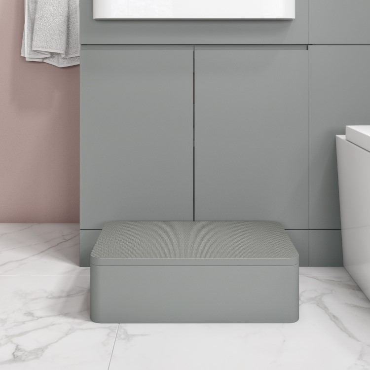 Grade A1 - 1100mm Grey Toilet and Sink Unit Left Hand with Round Toilet and Child Step - Bali