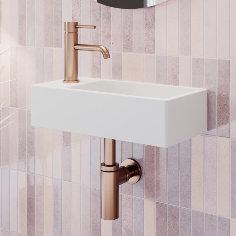 GRADE A1 - Detroit Matt White Left Hand Wall Hung/Countertop Basin - 405mm