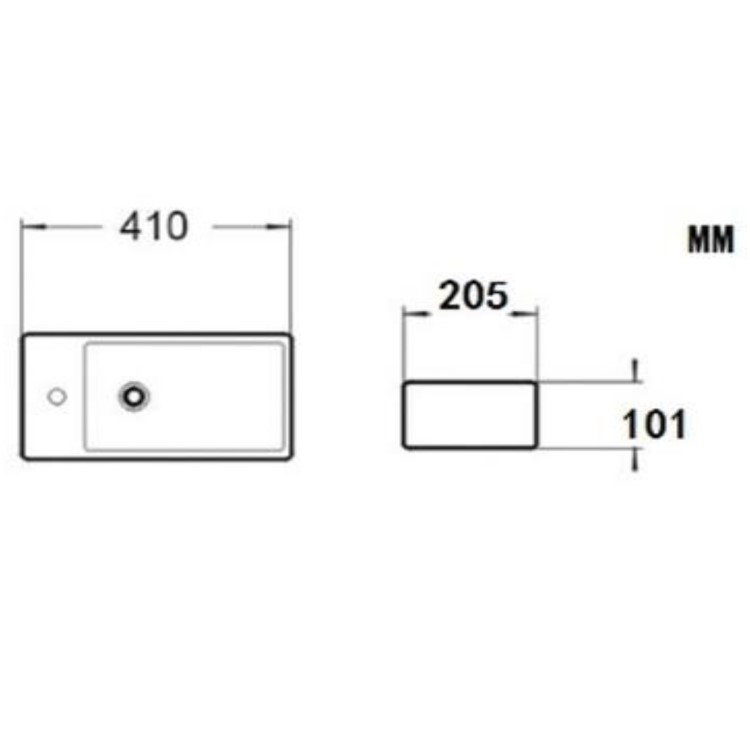 GRADE A1 - Detroit Matt White Left Hand Wall Hung/Countertop Basin - 405mm