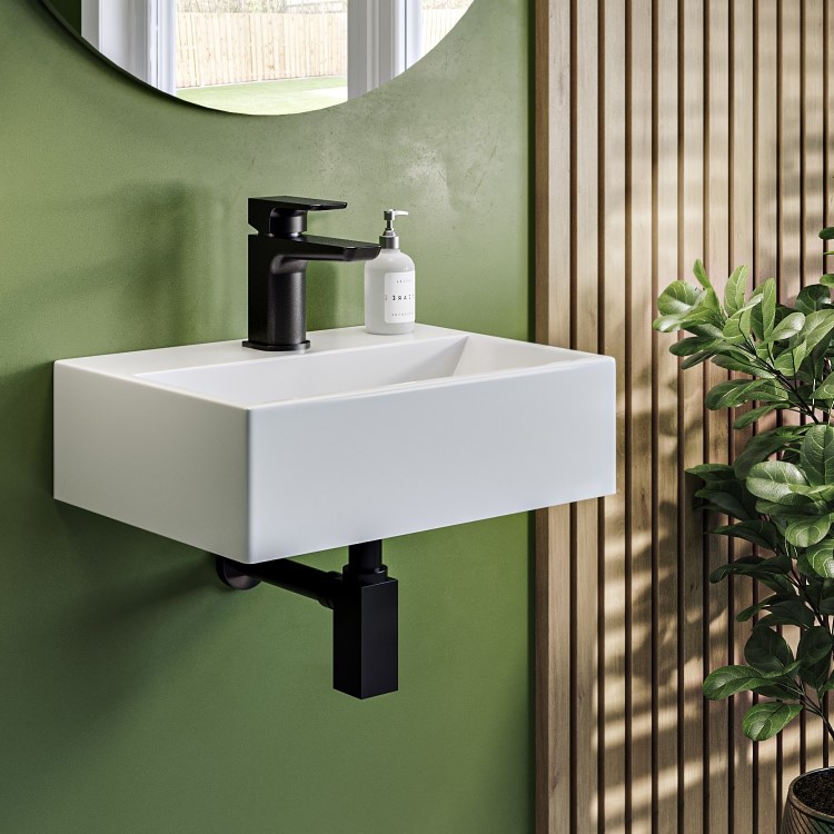 GRADE A1 - Matt White 400mm Wall Hung Basin - Houston
