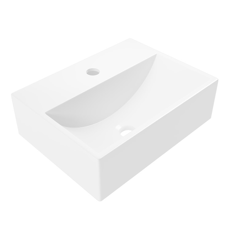 GRADE A1 - Matt White 400mm Wall Hung Basin - Houston