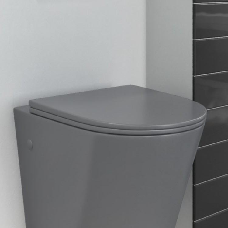 GRADE A1 - Verona Wall Hung Soft Close Toilet Seat - Matt Grey
