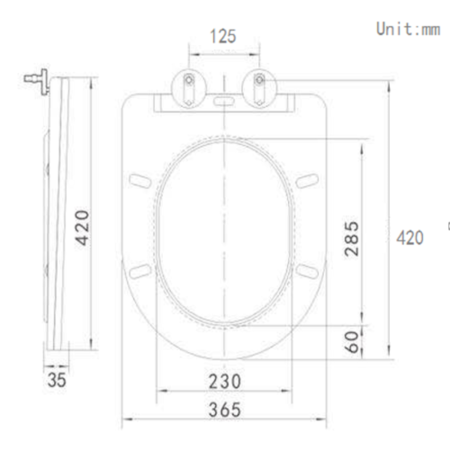 GRADE A1 - Verona Wall Hung Soft Close Toilet Seat - Matt Grey