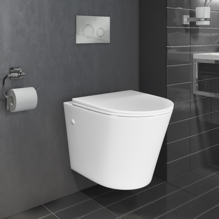 GRADE A1 - Verona Wall Hung Soft Close Toilet Seat - Matt White