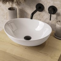 GRADE A1 - Gloss White Oval 405mm Countertop Basin - Shell
