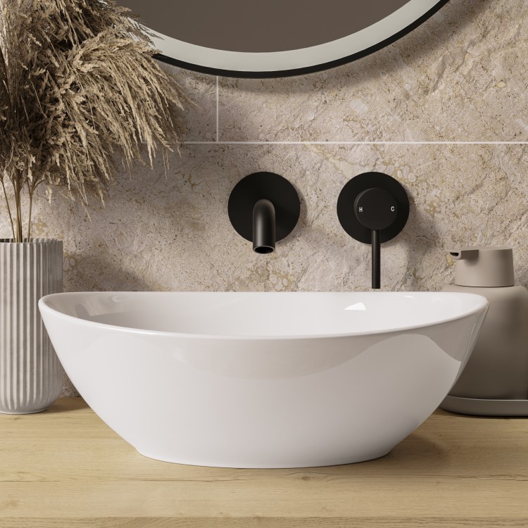 GRADE A1 - Gloss White Oval 405mm Countertop Basin - Shell