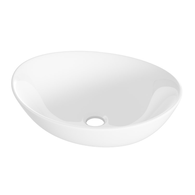 ONLY OPENED - Gloss White Oval 405mm Countertop Basin - Shell