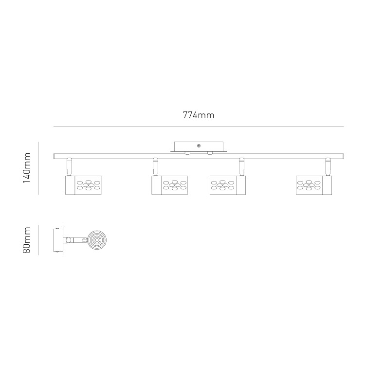 GRADE A1 - Chrome Bubble Effect 4 Light LED Bar