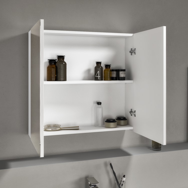 GRADE A1 - Harper 667mm Mirror Cabinet White Gloss