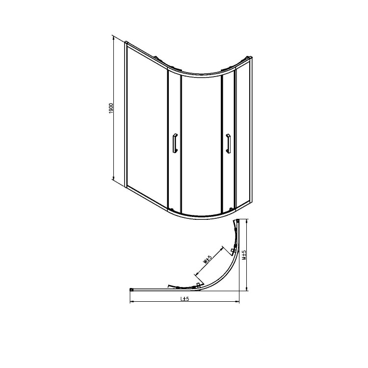GRADE A1 - 1000 x 900mm Offset Quadrant Shower Enclosure - Carina