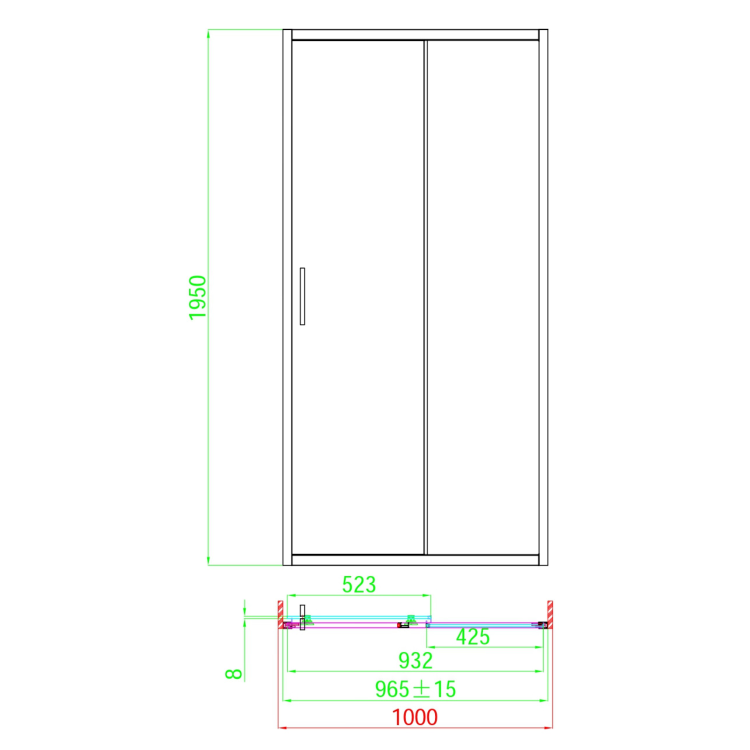 1000mm Chrome Sliding Shower Door 8mm Glass - Pavo