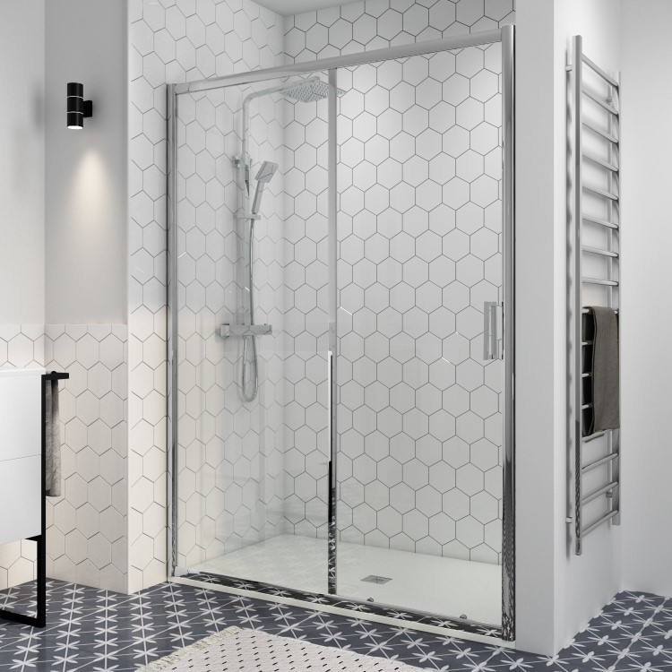 GRADE A1 - Sliding Shower Door 1200 8mm Glass - Pavo