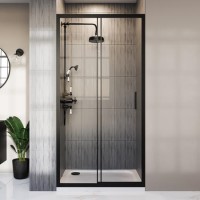 1500mm Black Sliding Shower Door - Pavo